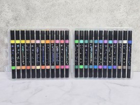 Marcadores negros con glitter doble punta x48